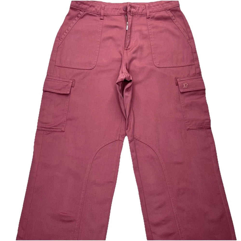 PINK Victoria's Secret Cargo Pants Womens M Pink Wide Leg Cropped Utility